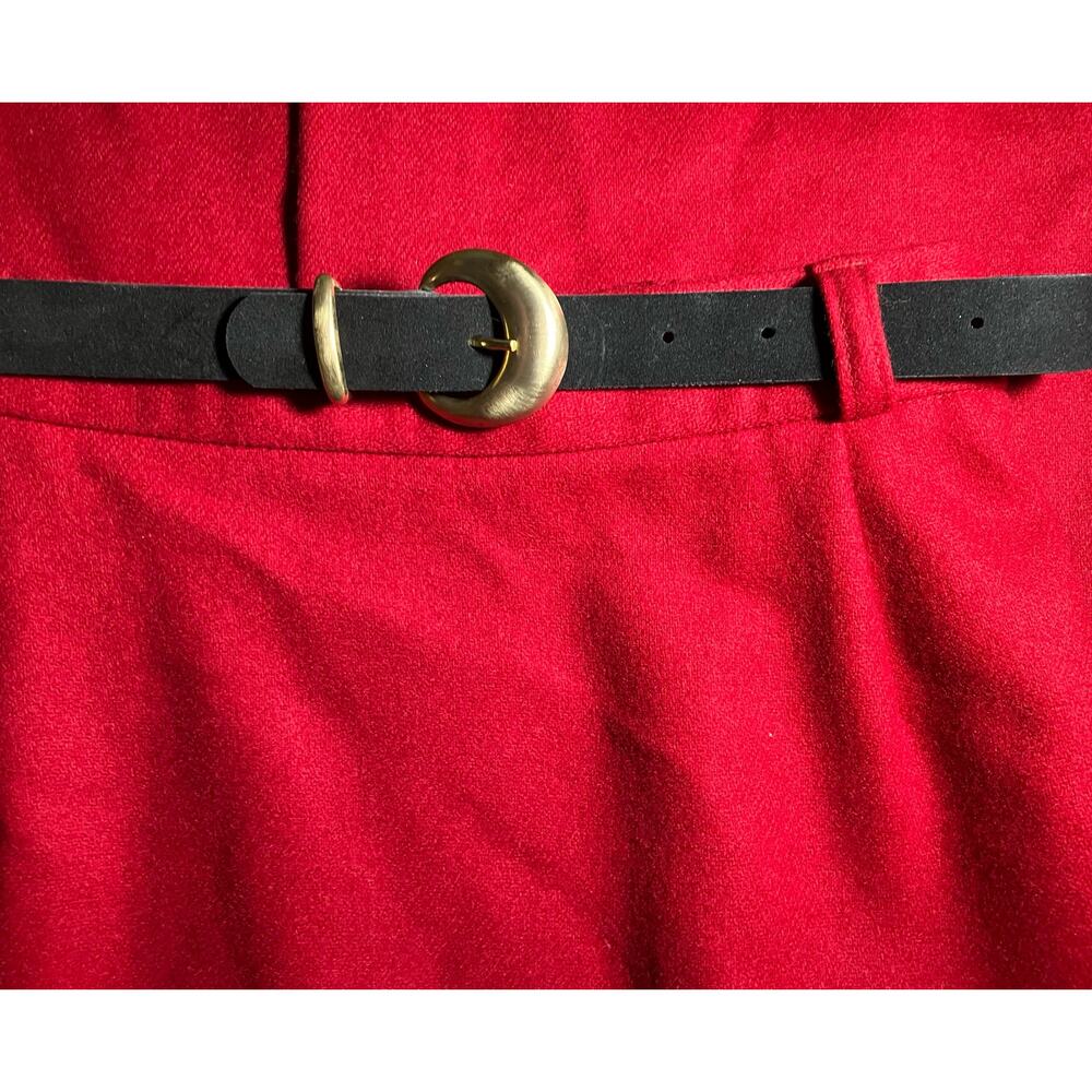 Koret Women's VINTAGE W/Tags 1990's Red 100% Merino Wool Skirt w/ Belt | Size 10 - Picture 15 of 16
